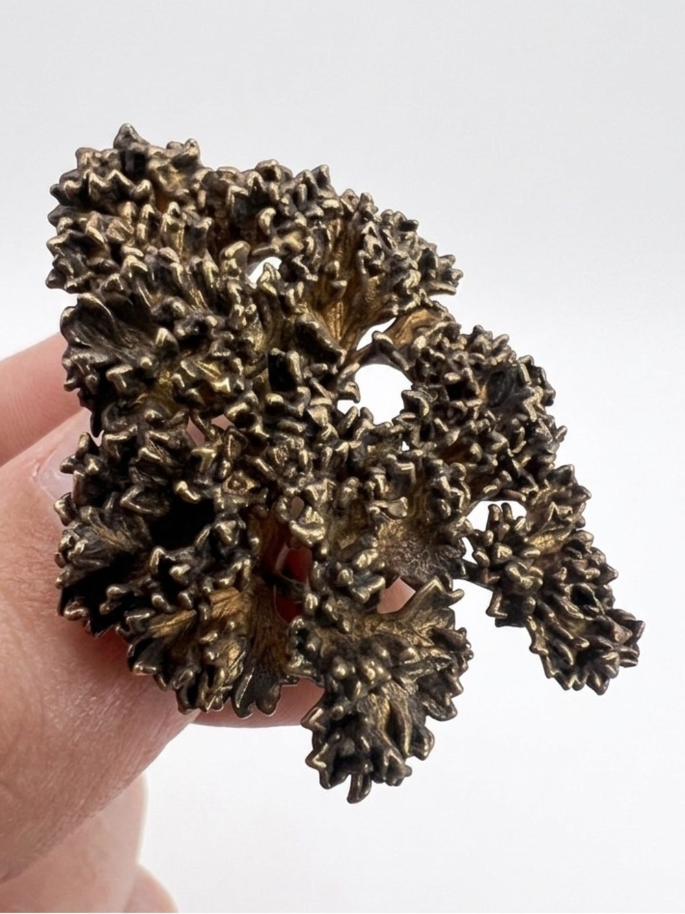 Flora Danica • Sterling Silver 24k Gilt Leaf Botanical Brooch Denmark Eggert